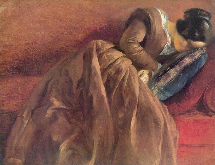 Adolph von Menzel Menzel's sister Emilie, sleeping Germany oil painting art